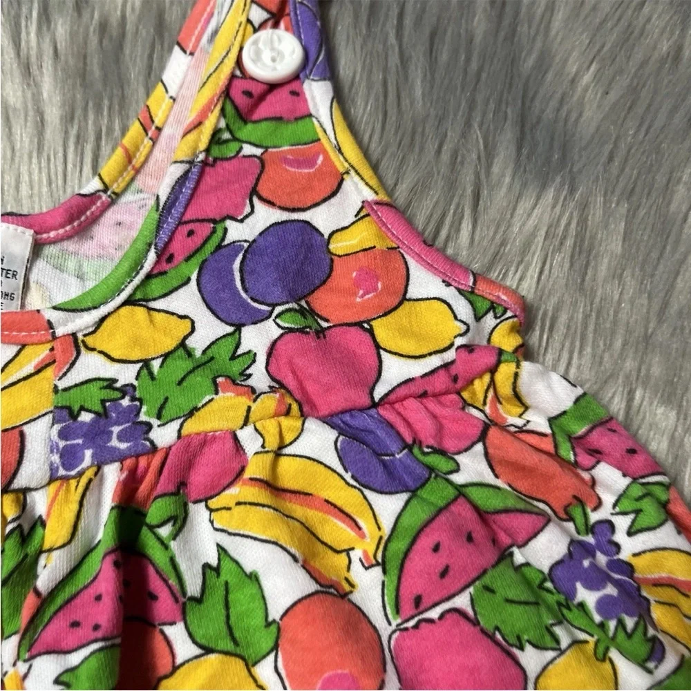 Vintage 90s Toddler Girls Fruit Print Multicolored Romper